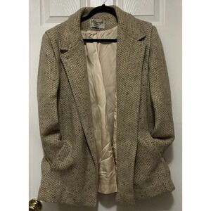 Ferncroft Women's Wool  Tan Tweed Jacket Coat VINTAGE Union Made Size 13/14